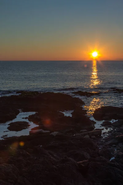 Solnedgång Vid Stranden Staden Punta Del Leste Uruguay — Stockfoto