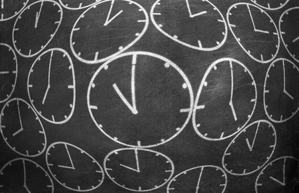 Годинник Крейди Текстурі Фону Чорної Крейди — стокове фото