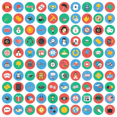 Gambling, game, Poker, casino 100 flat icons. Flat Casino,gambing game icon design for web.