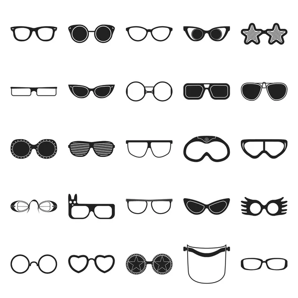 Óculos 25 ícones simples pretos para web — Vetor de Stock