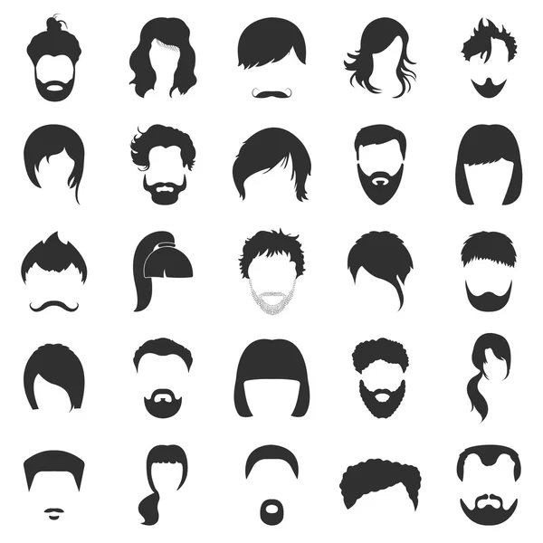 Cheveux 25 noir icônes simples fixés pour le web — Image vectorielle