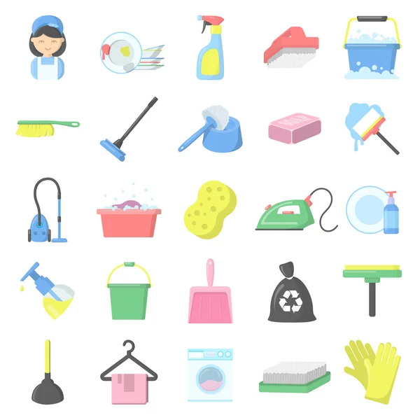 Nettoyage 25 icônes de dessin animé ensemble pour le web — Image vectorielle