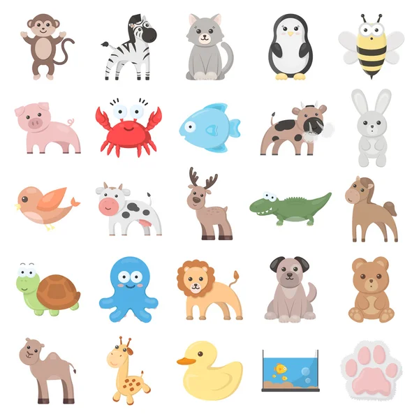 Animal 25 iconos de dibujos animados establecidos para la web — Vector de stock