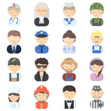 Meslek 16 karikatür simgeleri web için ayarla