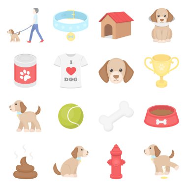Karikatür tarzı içinde köpek 16 vector Icons set.