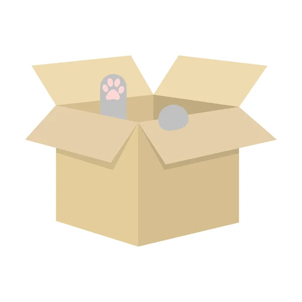 Gato en una caja de cartón icono de ilustración vectorial para web y móvil — Vector de stock