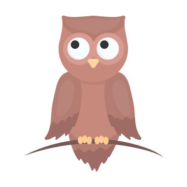 Baykuş simgesi karikatür. Büyük hayvanlar setinden singe hayvan simgesi.