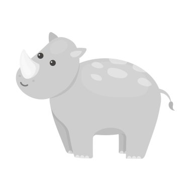 Gergedan simgesi karikatür. Hayvan simgesi büyük hayvanlar kümesinden tek.