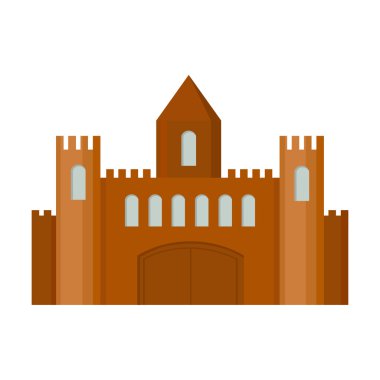 Kale simgesi karikatür. Büyük şehir altyapısı ndan tek bina simgesi seti.