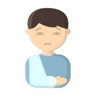 Kırık simgesi karikatür. Büyük hasta, hastalıktan tek hasta Icon set.