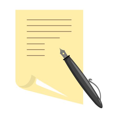 Kağıt ve kalem simgesi karikatür. Büyük okul, üniversite seti tek eğitim simgesi.