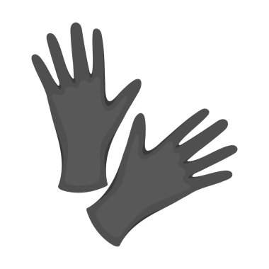 Siyah koruyucu lastik eldiven simgesi çizgi film. Büyük stüdyo tek dövme Icon set.