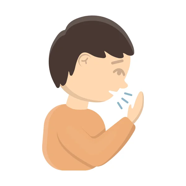 Dibujos animados icono de la tos. Icono de enfermo único de la enfermedad grande, conjunto de enfermedades . — Vector de stock
