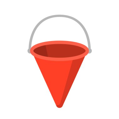 Kırmızı metal yangın kova simgesi karikatür. Büyük yangın Departmanı seti tek siluet yangın ekipmanları simgesi.