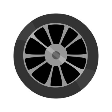 Araba tekerleği simgesi karikatür. Tek araba tamir parçaları simgesi.