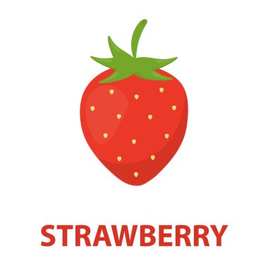 Çilek simgesi karikatür. Meyve simge tek.