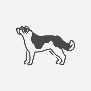 St Bernard simgesi siyah basit. Köpek ekmek seti singe köpek simgesi - stok vektör