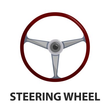 Direksiyon simidi simgesi karikatür. Tek siluet oto parçaları simgesi büyük araba set - hisse senedi vektör