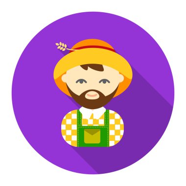 Çiftçi düz simgesi. Gösterim amacıyla web ve mobil tasarım.