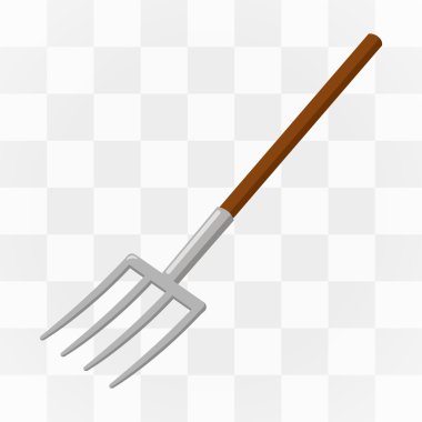 Pitchfork simgesi karikatür tarzı. Büyük bir çiftlik, bahçe koleksiyonu bir simge.