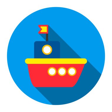 Gemi oyuncak simgesi düz tarzı. Büyük oyuncaklar koleksiyonunun bir simgesi.