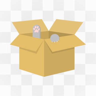 Bir karton kutu simgesi karikatür tarzı Kedi. Büyük bir kedi tema koleksiyonunun bir simgesi.