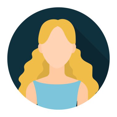 Kıvırcık kız simgesi düz. Büyük avatar setinden tek avatar, bezelye simgesi.