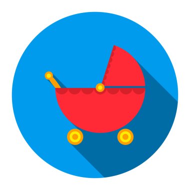 Bebek arabası simgesi düz stil. Büyük oyuncaklar koleksiyonunun bir simgesi.