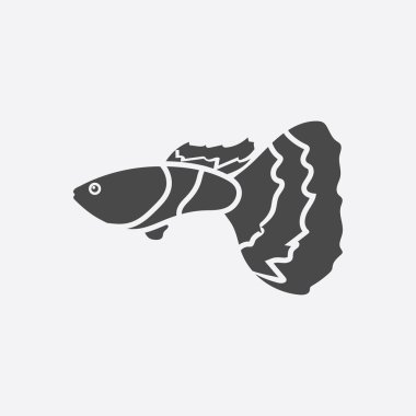 Guppy fish icon black. Singe aquarium fish icon from the sea,ocean life set. clipart