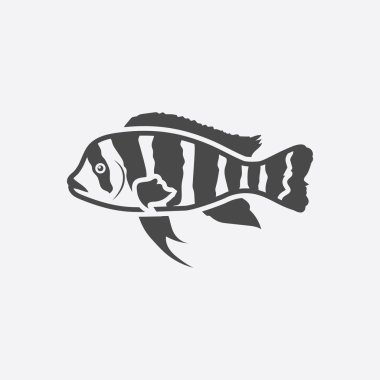 Frontosa Cichlid Cyphotilapia Frontosa fish icon black simple. Singe aquarium fish icon from the sea,ocean life set - stock vector clipart
