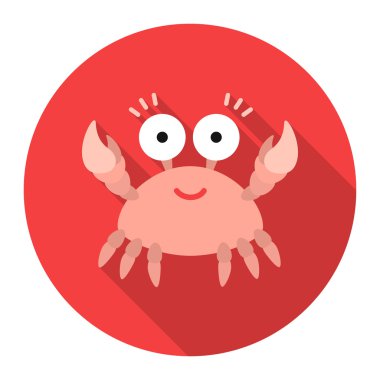 Yengeç çizgi film simgesi. Gösterim amacıyla web ve mobil tasarım.