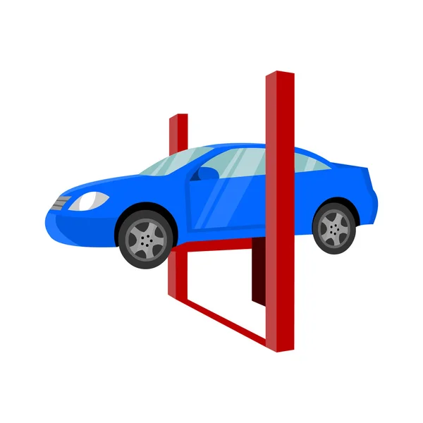 Reparação de um carro levantado em auto iça ícone cartoon. ícone de reparação de carro único . — Vetor de Stock