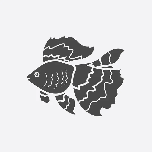 Icono de pescado dorado negro simple. Singe acuario icono de los peces del mar, la vida marina conjunto - vector de stock — Archivo Imágenes Vectoriales