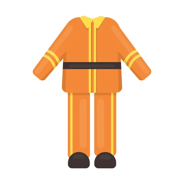 Vigile del fuoco uniforme icona cartone animato. Icona dell'attrezzatura antincendio a silhouette singola del grande incendio incendiato . — Vettoriale Stock