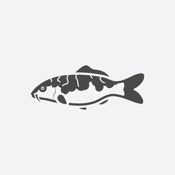 Carpa-koi icono de pescado negro simple. Singe acuario icono de los peces del mar, la vida marina conjunto - vector de stock — Archivo Imágenes Vectoriales