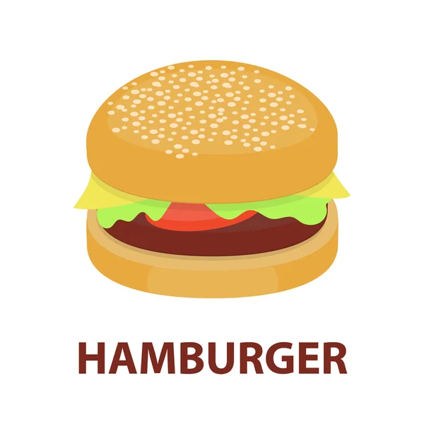 Kreslená ikona vektoru Burger. Singe špatná ikona s jídlem z rychlosady potravinových zásob — Stockový vektor