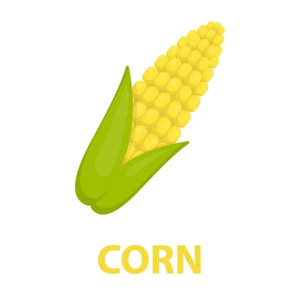 Kukuřici karikatura ikony. Připálit zeleninu ikonu ze sady potravin eco. — Stockový vektor
