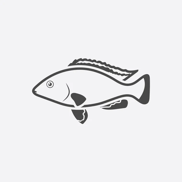 奇希利德蜂鸟鱼图标黑色。星格水族馆鱼图标从海上，海洋生物集. — 图库矢量图片
