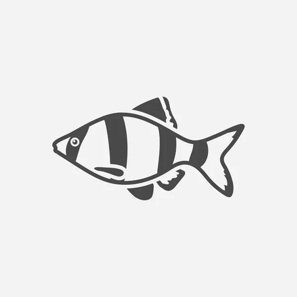 Barbus vis pictogram zwart. Singe aquarium vis pictogram van de zee, oceaan leven set. — Stockvector