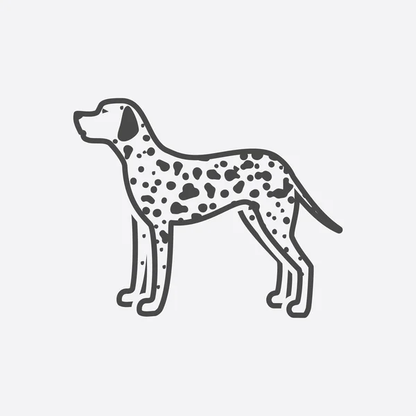 Dalmatská ikona černá. Singe psí ikona od psa chlebového vektoru — Stockový vektor