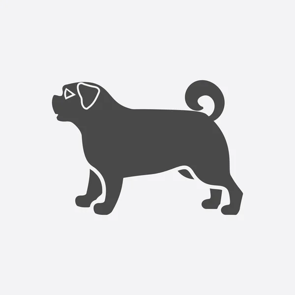 Pug vector icon in black simple style for web — Stock Vector