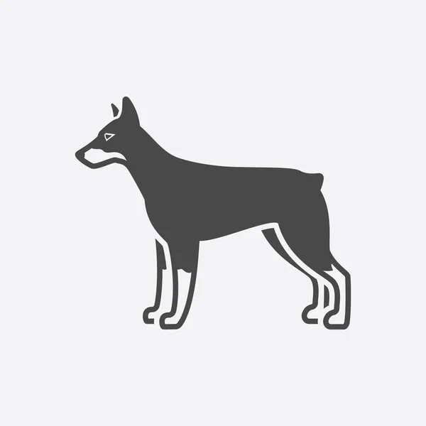 Icona Doberman nero semplice. Singe dog icon dal set di pane per cani - stock vector — Vettoriale Stock