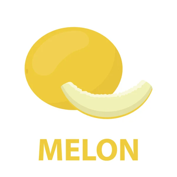 Meloun v kreslené ikoně. Ikonka ovoce z sady potravinových vektorů — Stockový vektor