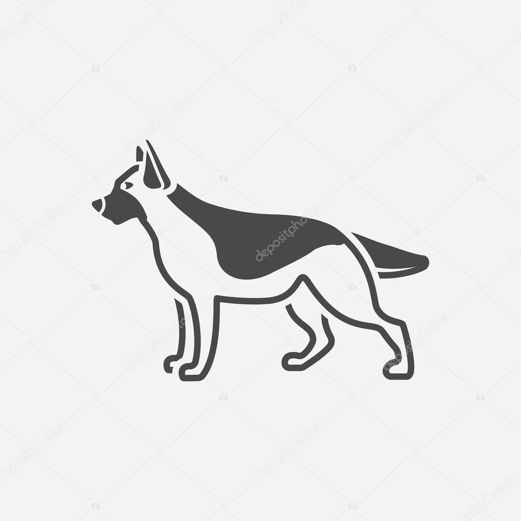 German shepherd vector illustration icon in black simple design