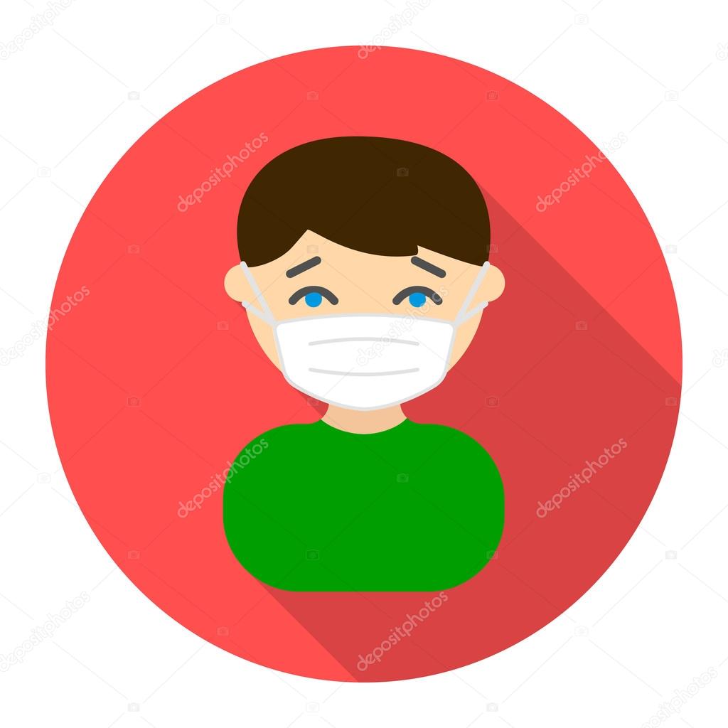 Mask infection icon flat style. Single sick icon from the big ill, disease collection - stock vector