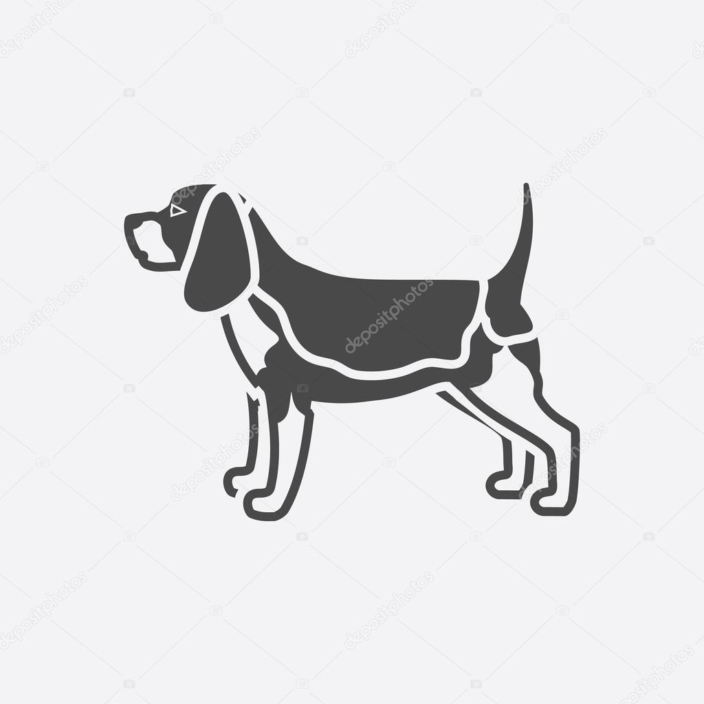 Beagle vector icon in black simple style for web