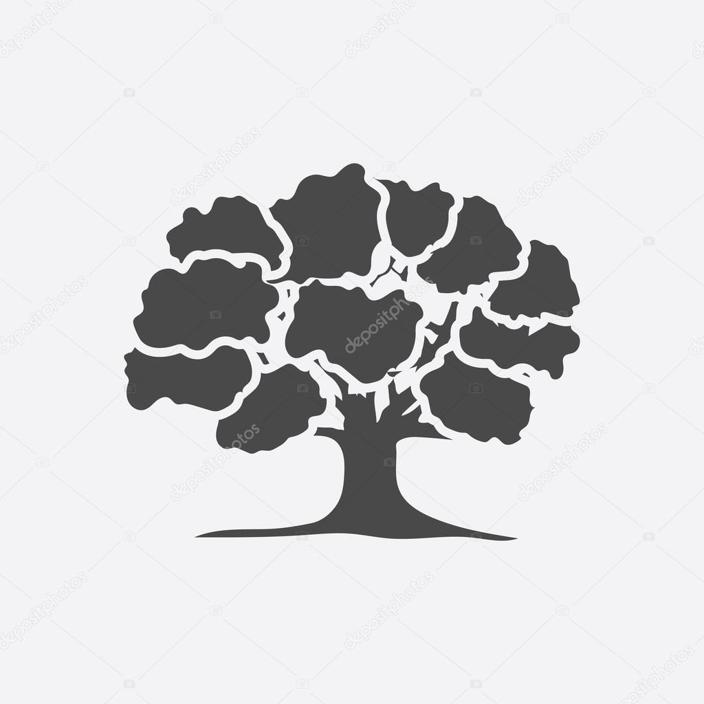 Oak icon black simple. Singe nature icon from the big forest set.