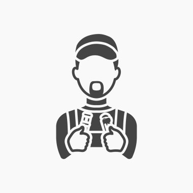 Tesisatçı simge siyah. Tek siluet su tesisatı simgesi.