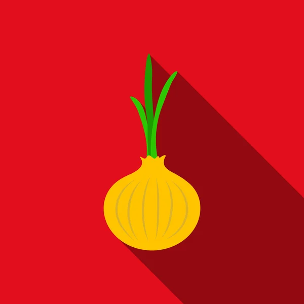 Cibule ikona plochý. Připálit zeleninu ikonu z ploché ekologických potravin. -vektorové — Stockový vektor