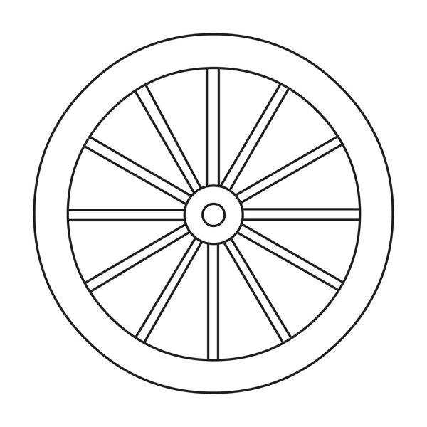 Cart-wheel icon line. Singe western icon from the wild west set.